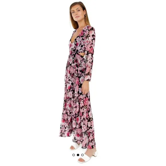 Bardot Garden Floral Maxi Dress Womens Small Pink Fairy Coquette Cutout Flare - Picture 16 of 16